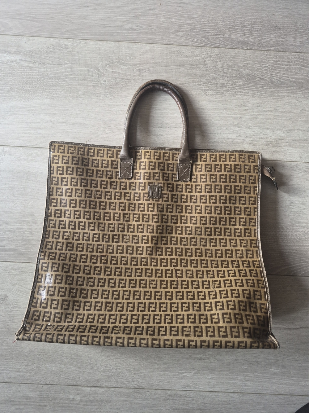 Vintage Fendi Zucca FF Monogram Large Tote Bag Brown Made in Italy